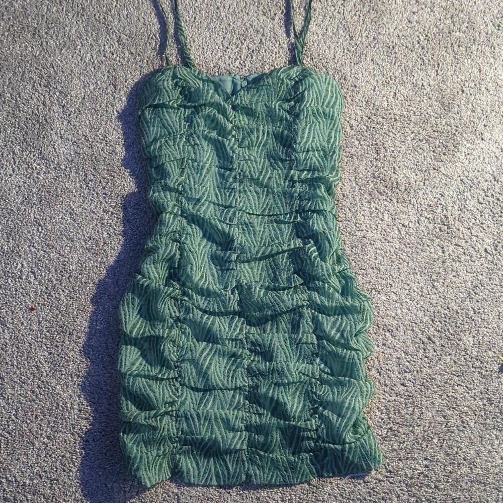 Ruffled green homecoming dress